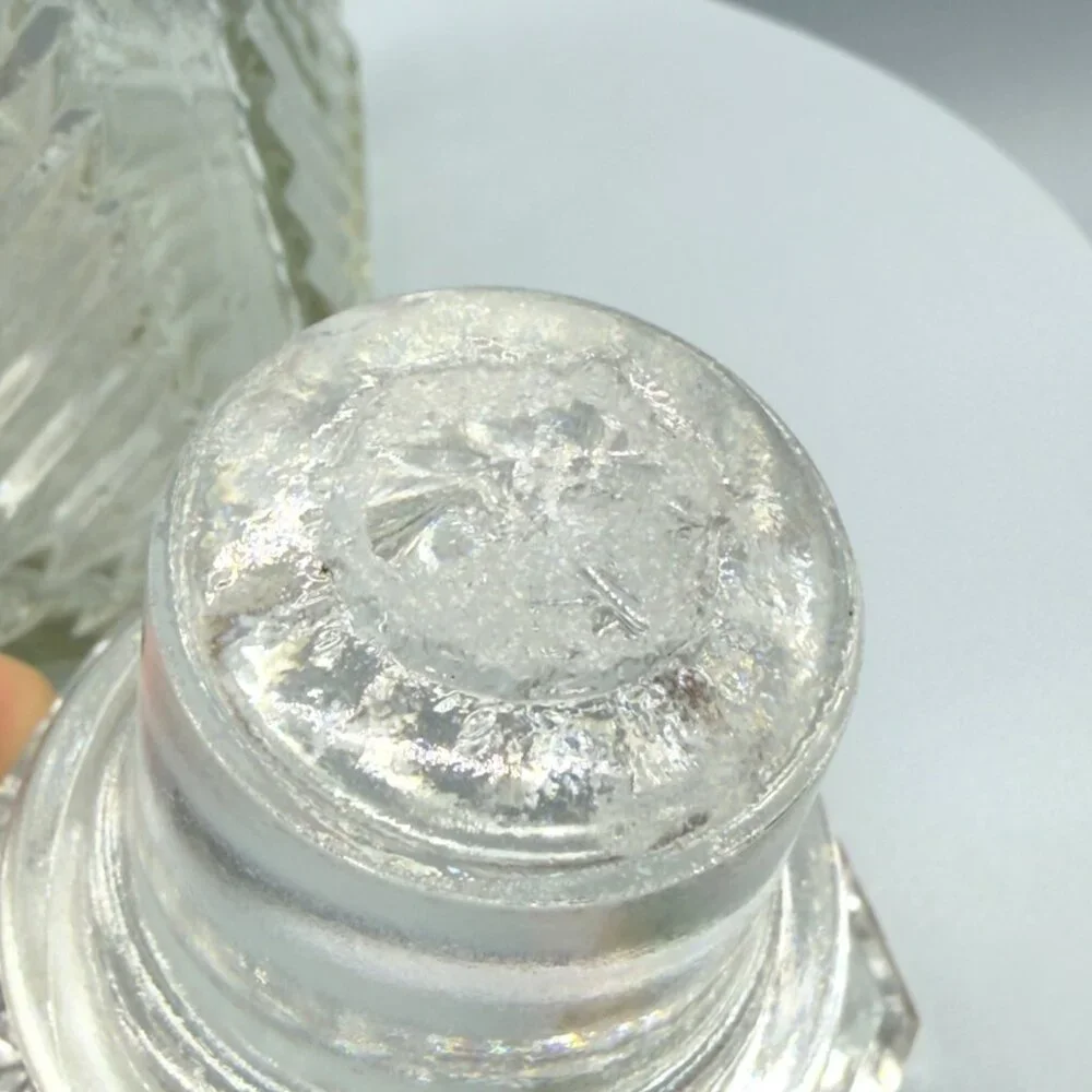 Vintage Diamond Cut Glass Whiskey Decanter Stopper Mid Century Barware